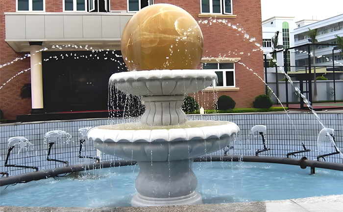 會轉(zhuǎn)動的石雕風(fēng)水球噴泉--夏日清涼新寵！