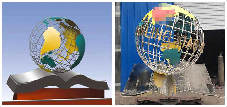 不銹鋼地球，景觀地球雕塑，學(xué)校地球儀擺件