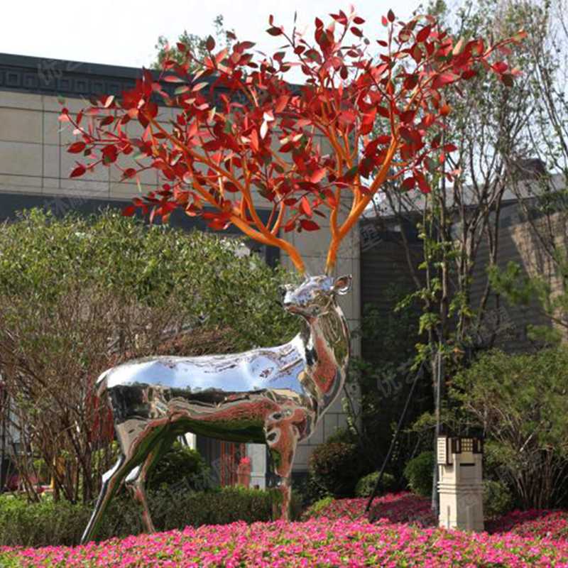 不銹鋼鹿，不銹鋼雕塑，不銹鋼鹿定制
