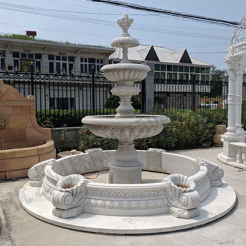 景觀噴泉定制，園林石雕噴泉，大理石噴泉